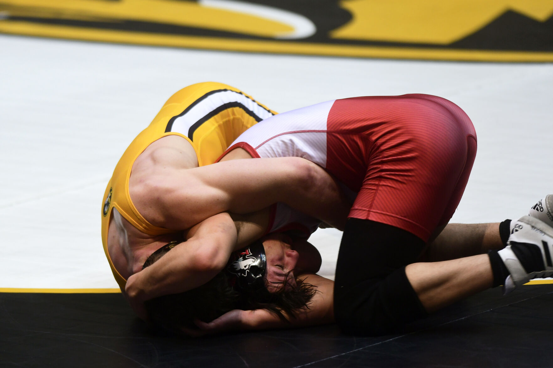 Jarrett Jacques attempts to pin Anthony Gibson